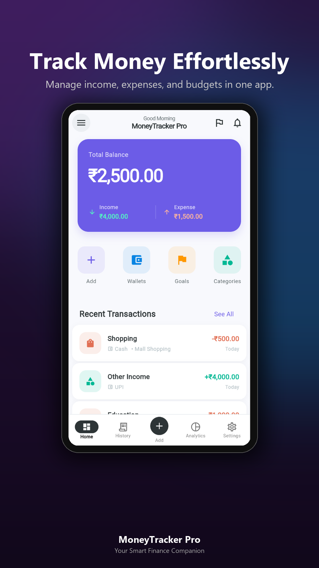 MoneyTracker Pro Dashboard